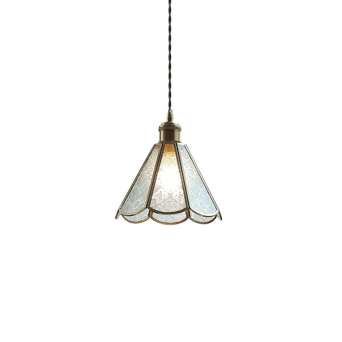 Candeeiro pendente elegante de latão e vidro Arvane
