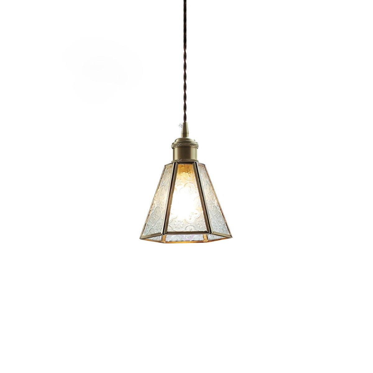 Candeeiro pendente elegante de latão e vidro Arvane