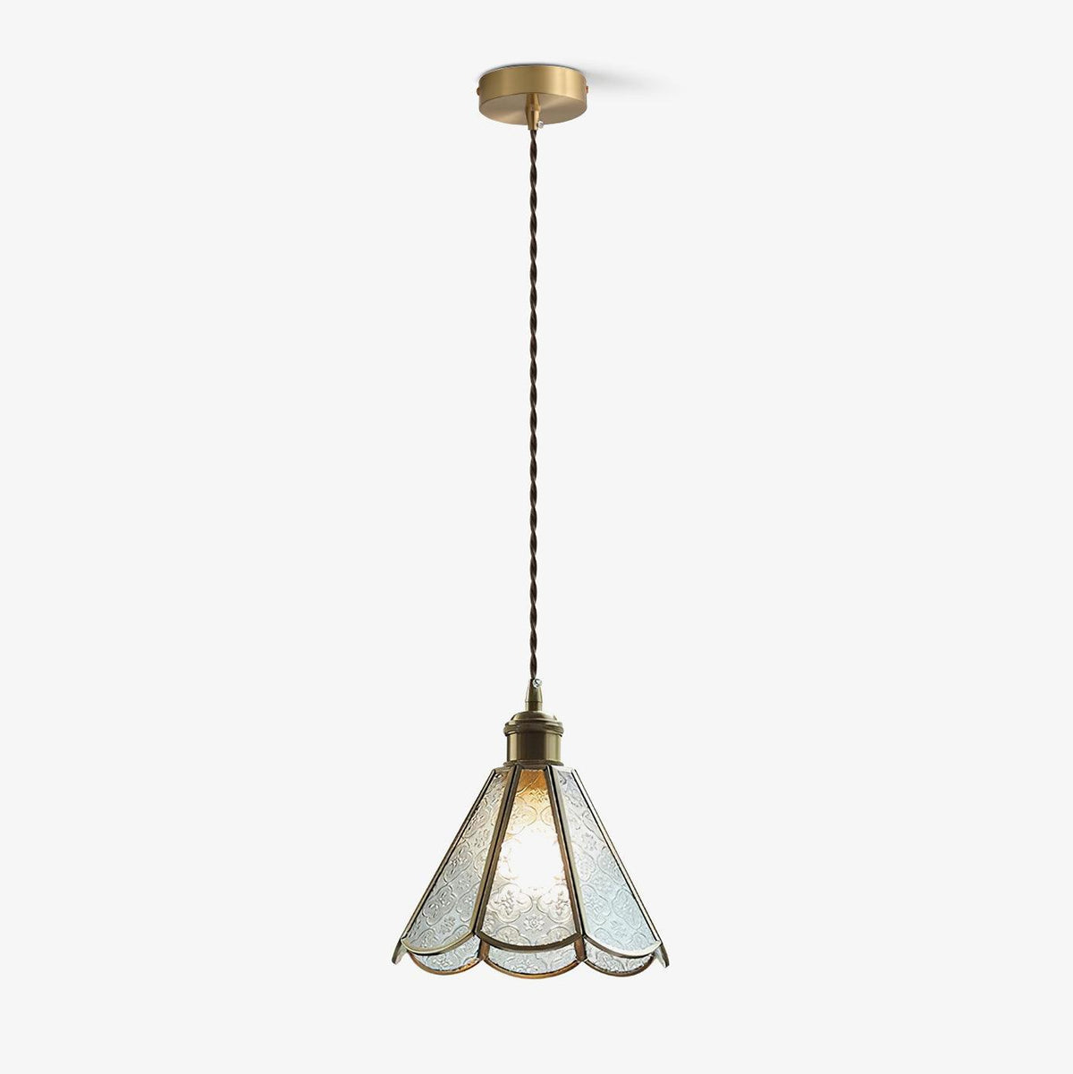 Candeeiro pendente elegante de latão e vidro Arvane