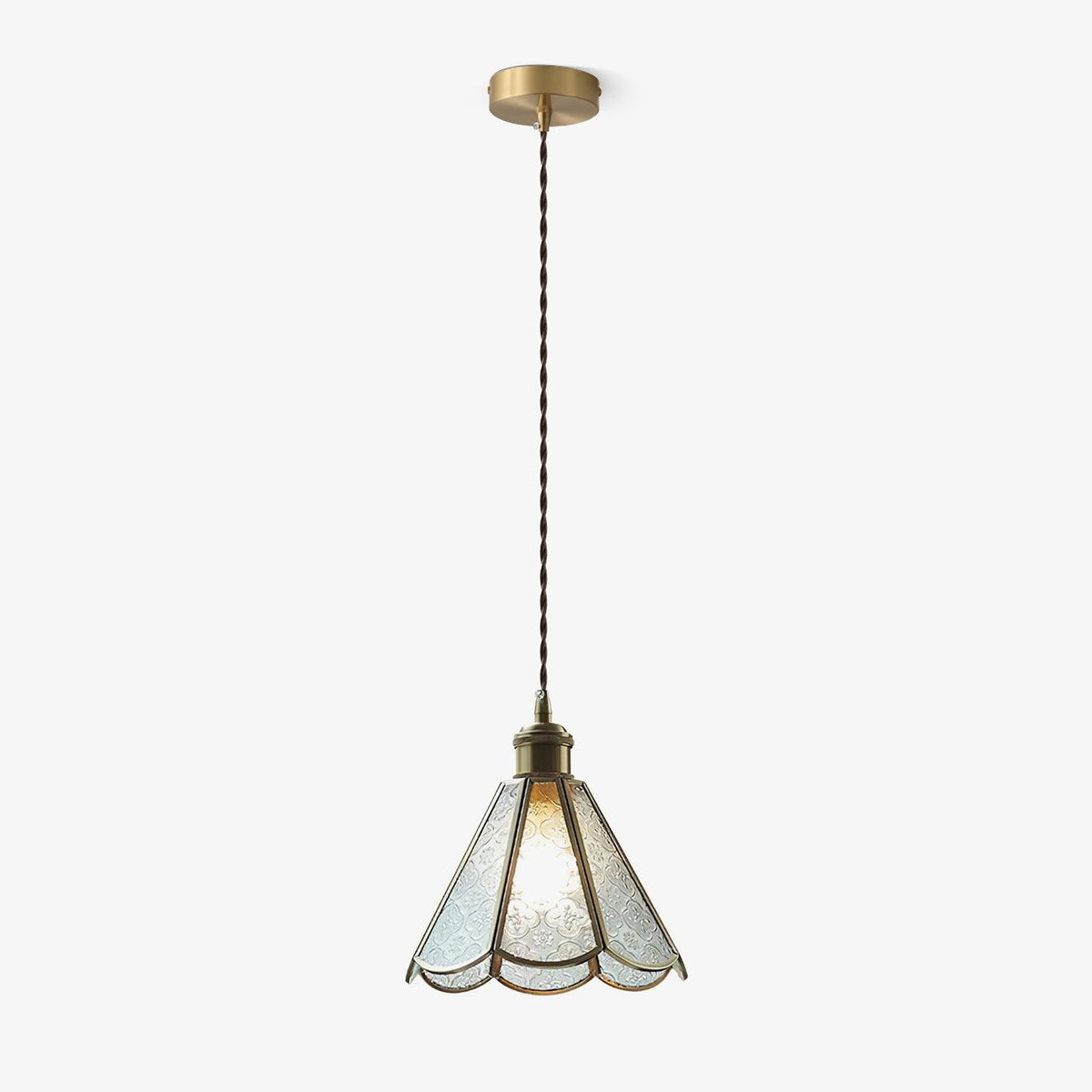Candeeiro pendente elegante de latão e vidro Arvane