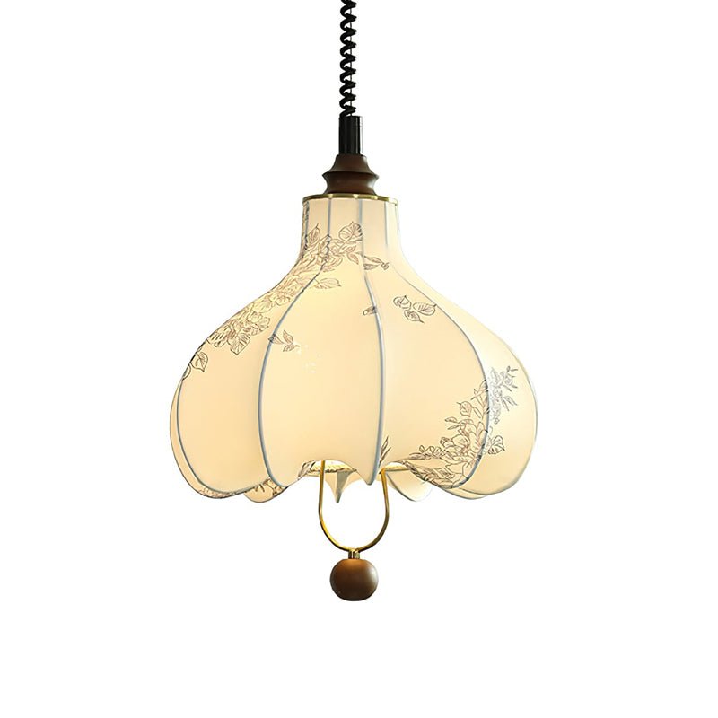 Candeeiro suspenso tipo lanterna em tecido, em forma de pera, Mirerena, para a sala de estar
