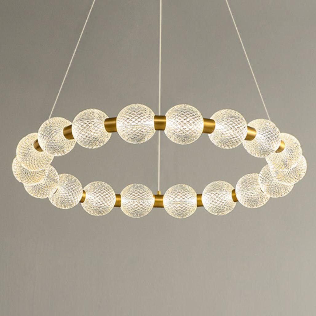 Soleena-ljuskrona, pärlemorguldring, elegant