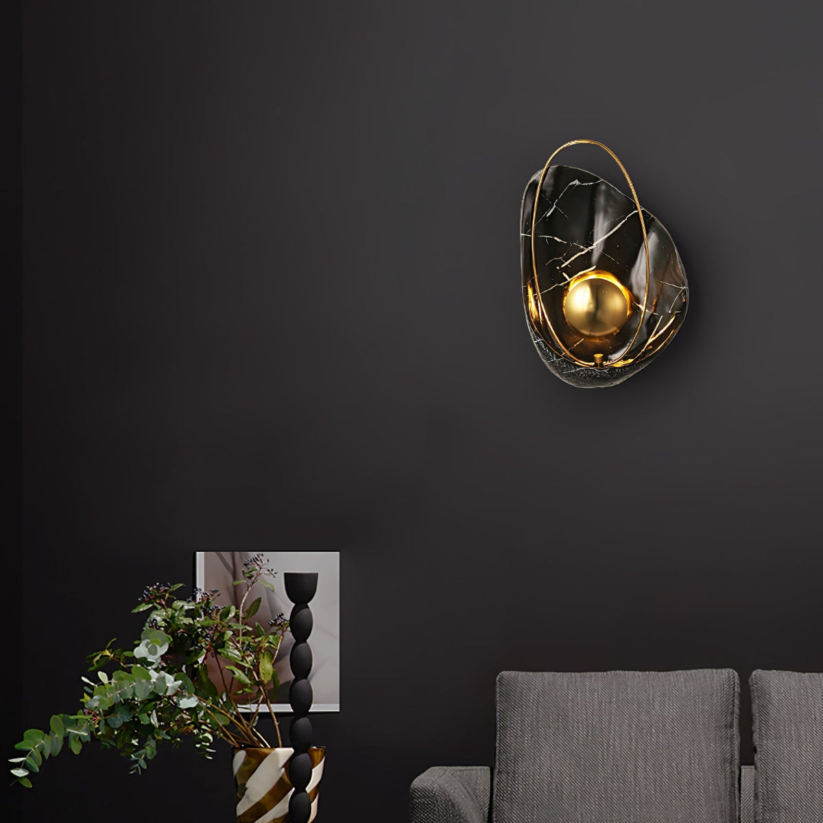 Luminária de parede Vethaora premium nórdica de arte, pérola e resina