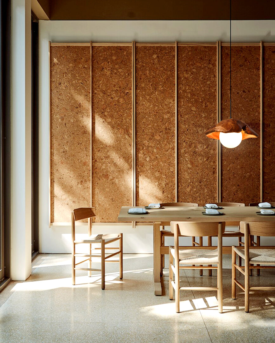Rininora Sculptural Wood Canopy Pendant Light