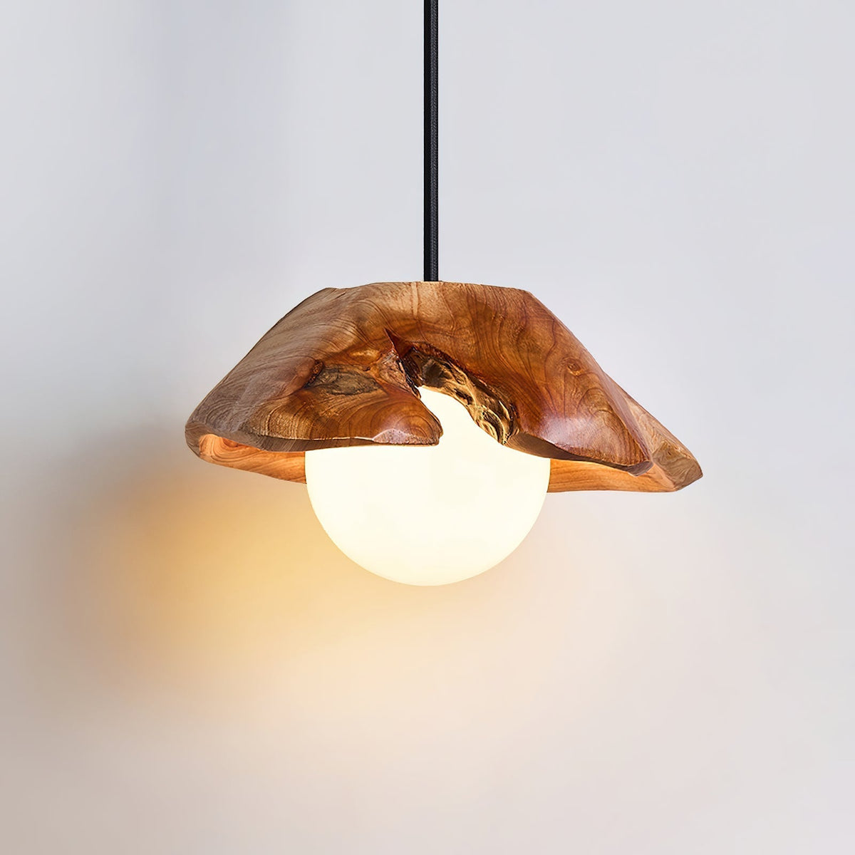 Rininora Sculptural Wood Canopy Pendant Light