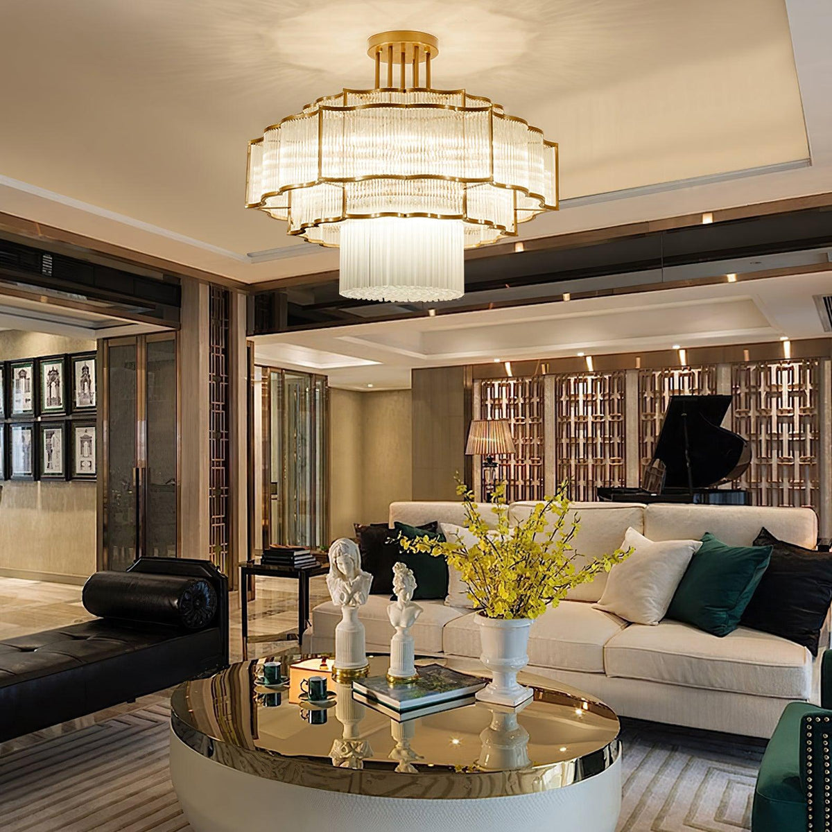 Candelabro Eirelaine em vidro dourado e preto