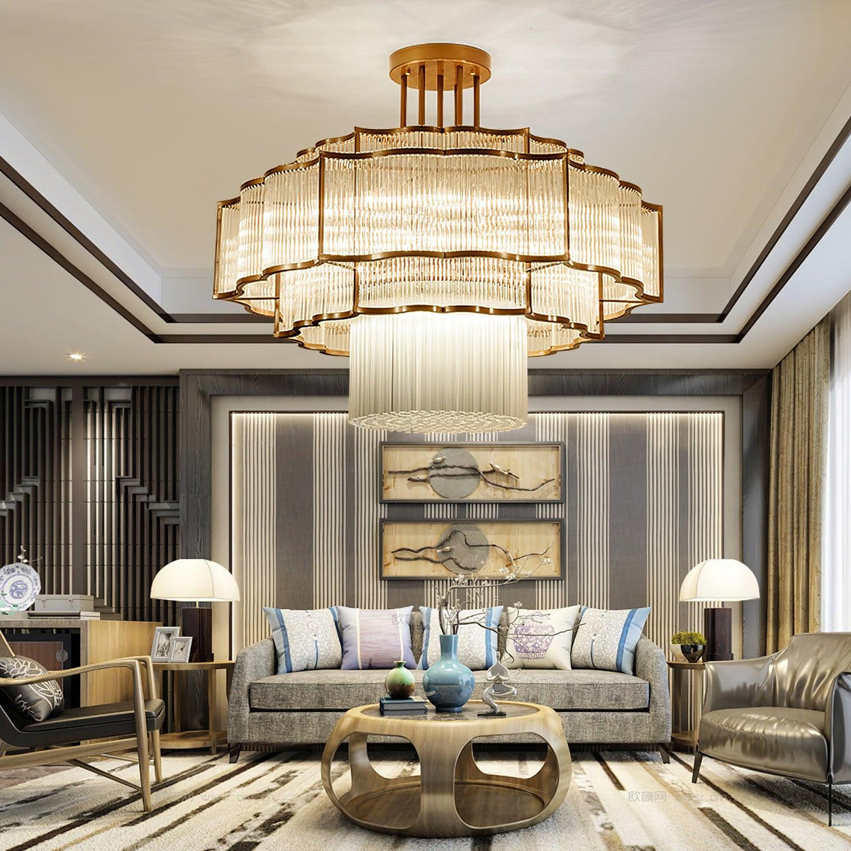 Candelabro Eirelaine em vidro dourado e preto