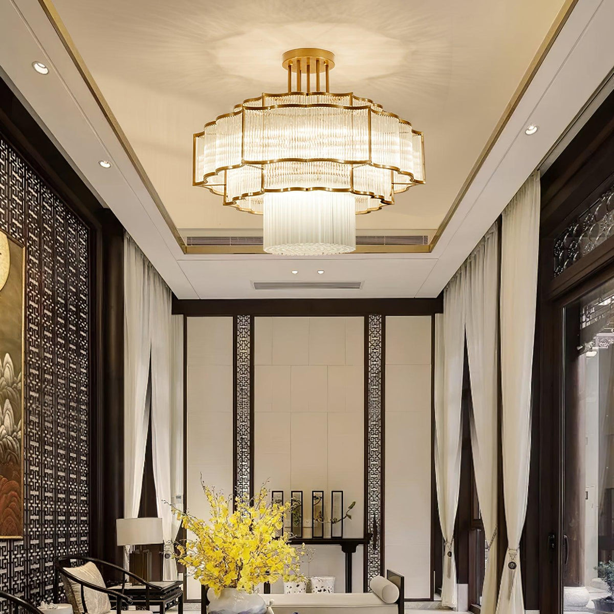 Candelabro Eirelaine em vidro dourado e preto