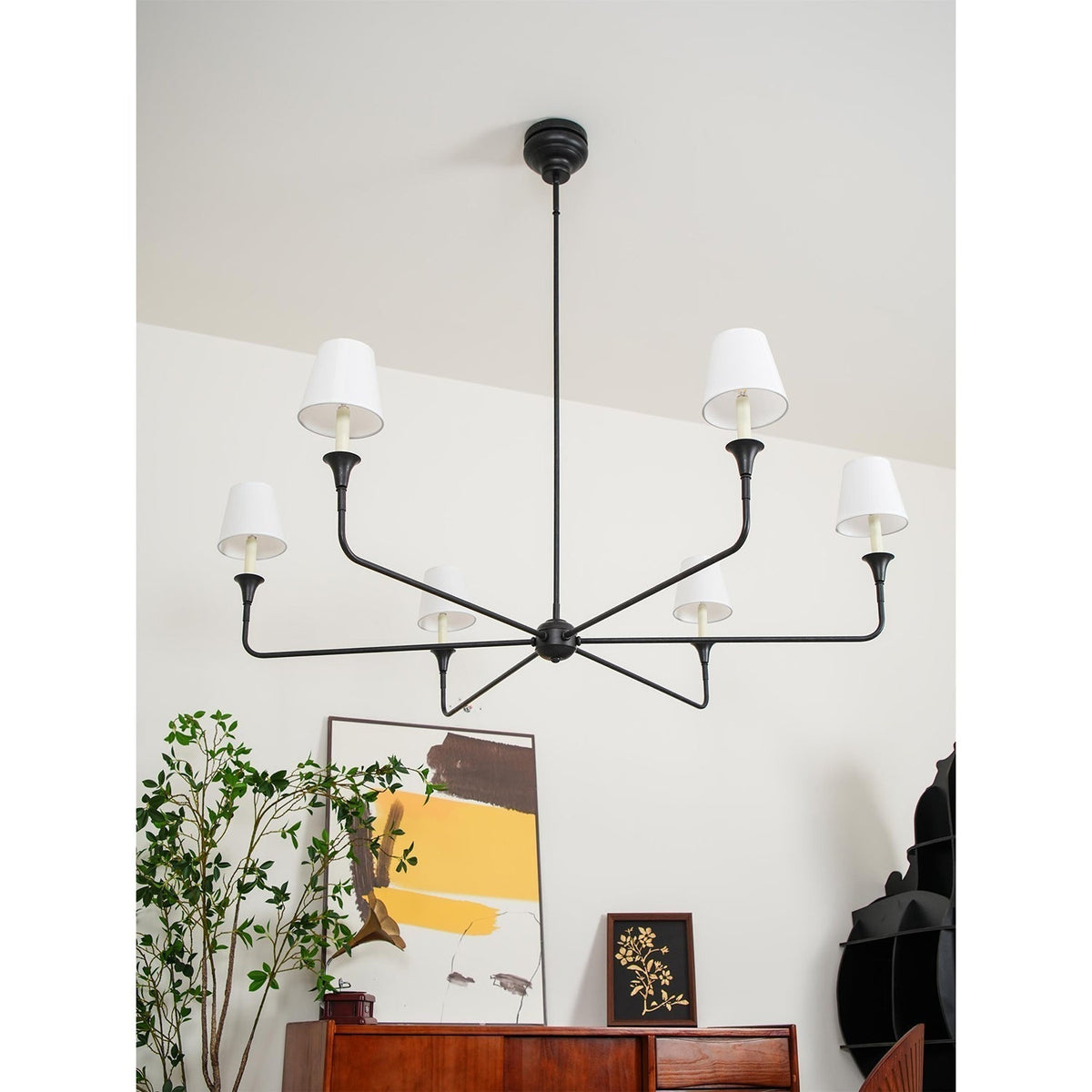 Arthaila vintage industriel stor lysekrone i stof