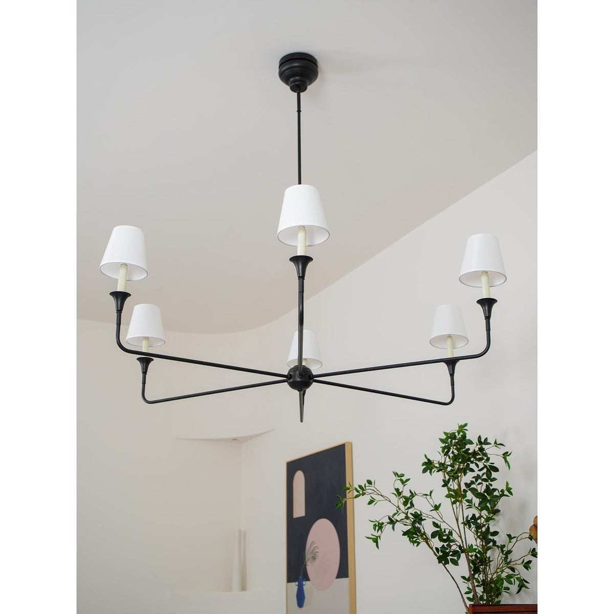 Arthaila vintage industriel stor lysekrone i stof