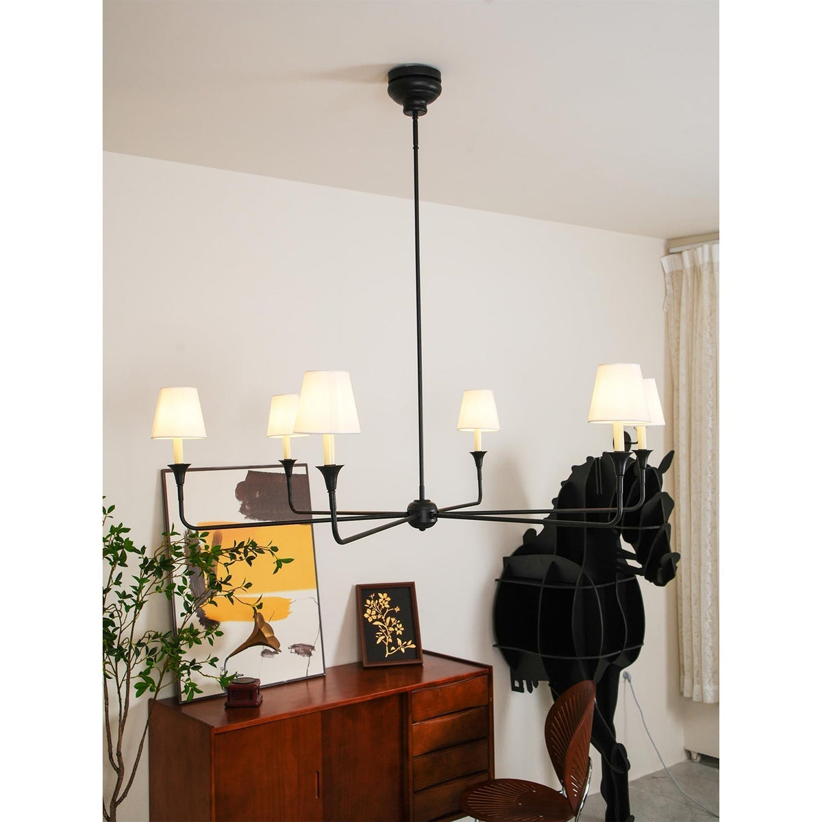 Arthaila vintage industriel stor lysekrone i stof