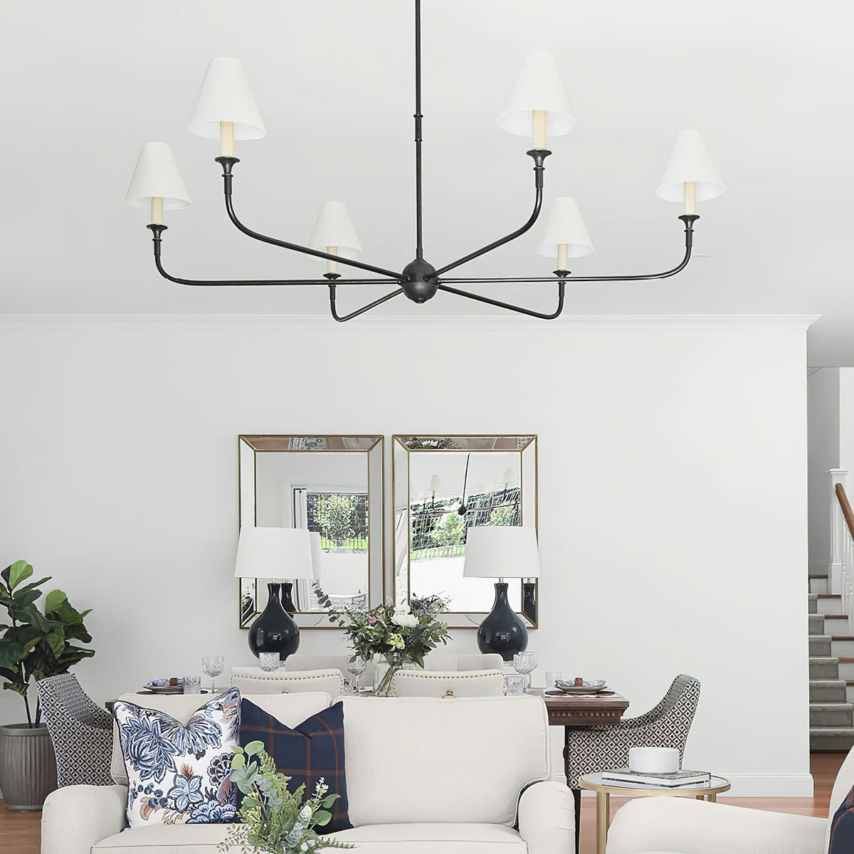 Arthaila vintage industriel stor lysekrone i stof