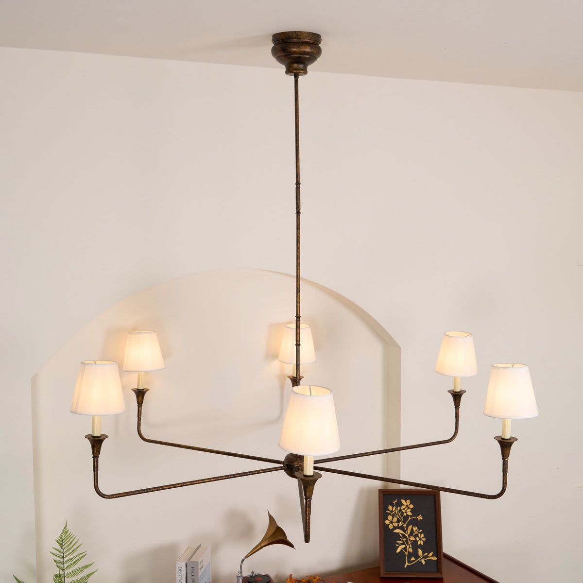 Arthaila vintage industriel stor lysekrone i stof