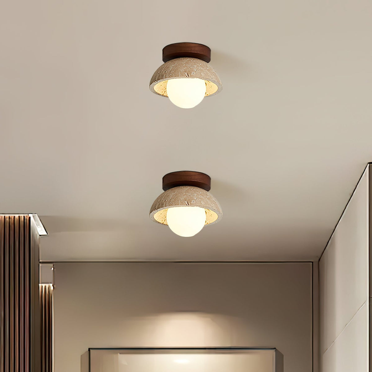 Mysa Minimalist Travertine Ceiling Light