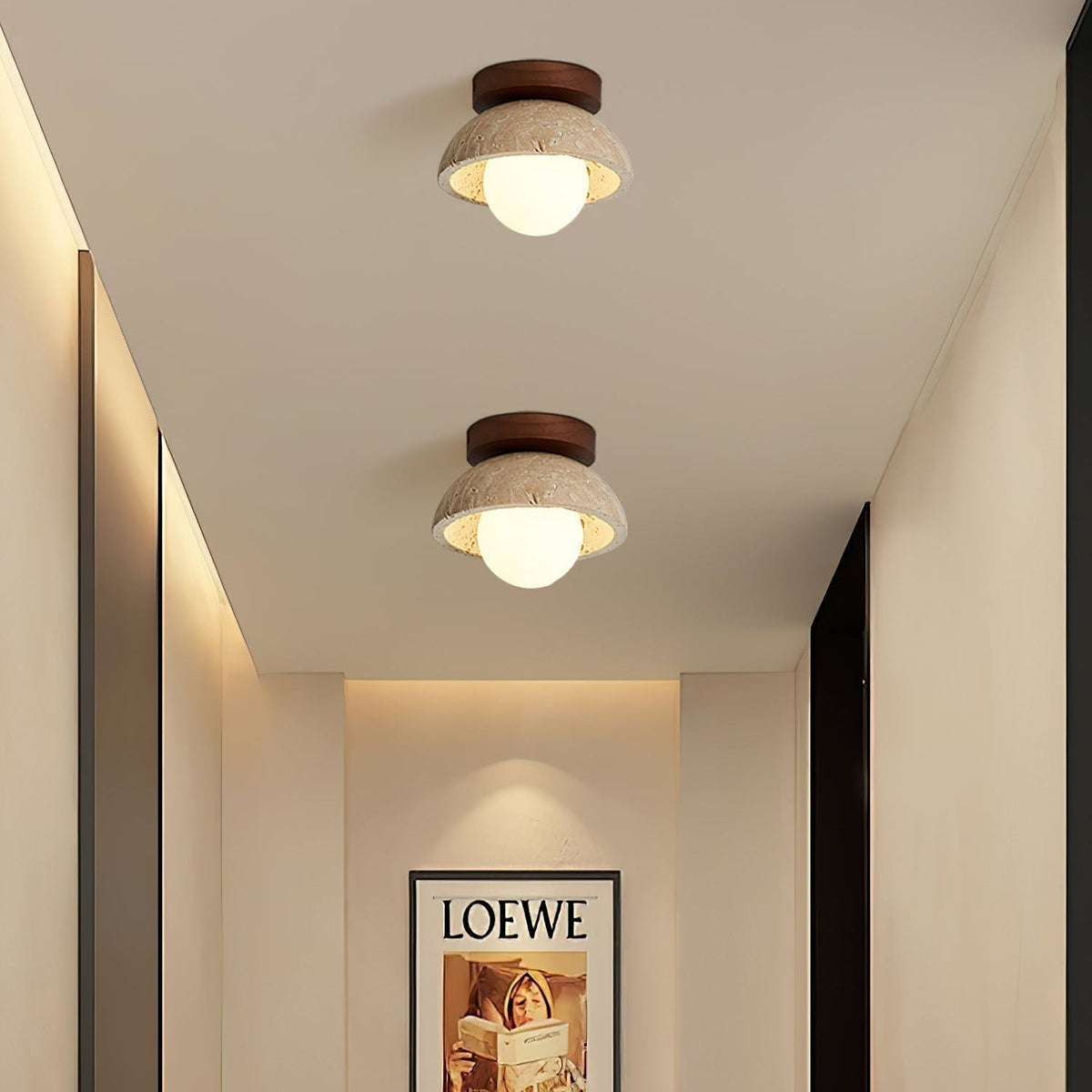 Mysa Minimalist Travertine Ceiling Light