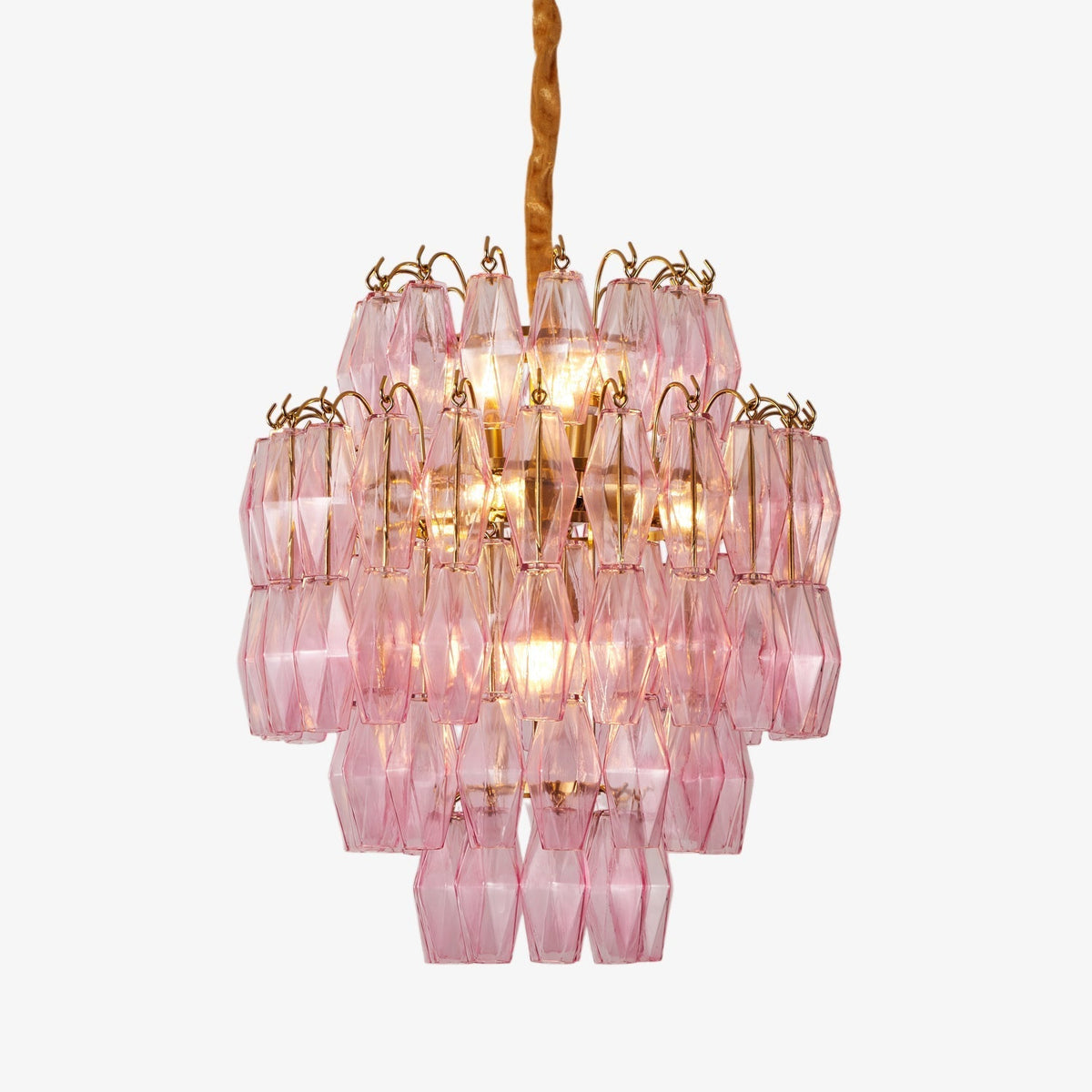 Celenine lysekrone i lyserødt Murano-glas lagdelt glamour