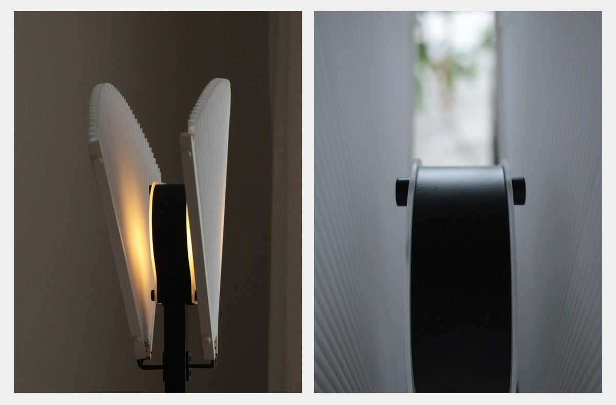 Plisserad golvlampa i solfjäderform