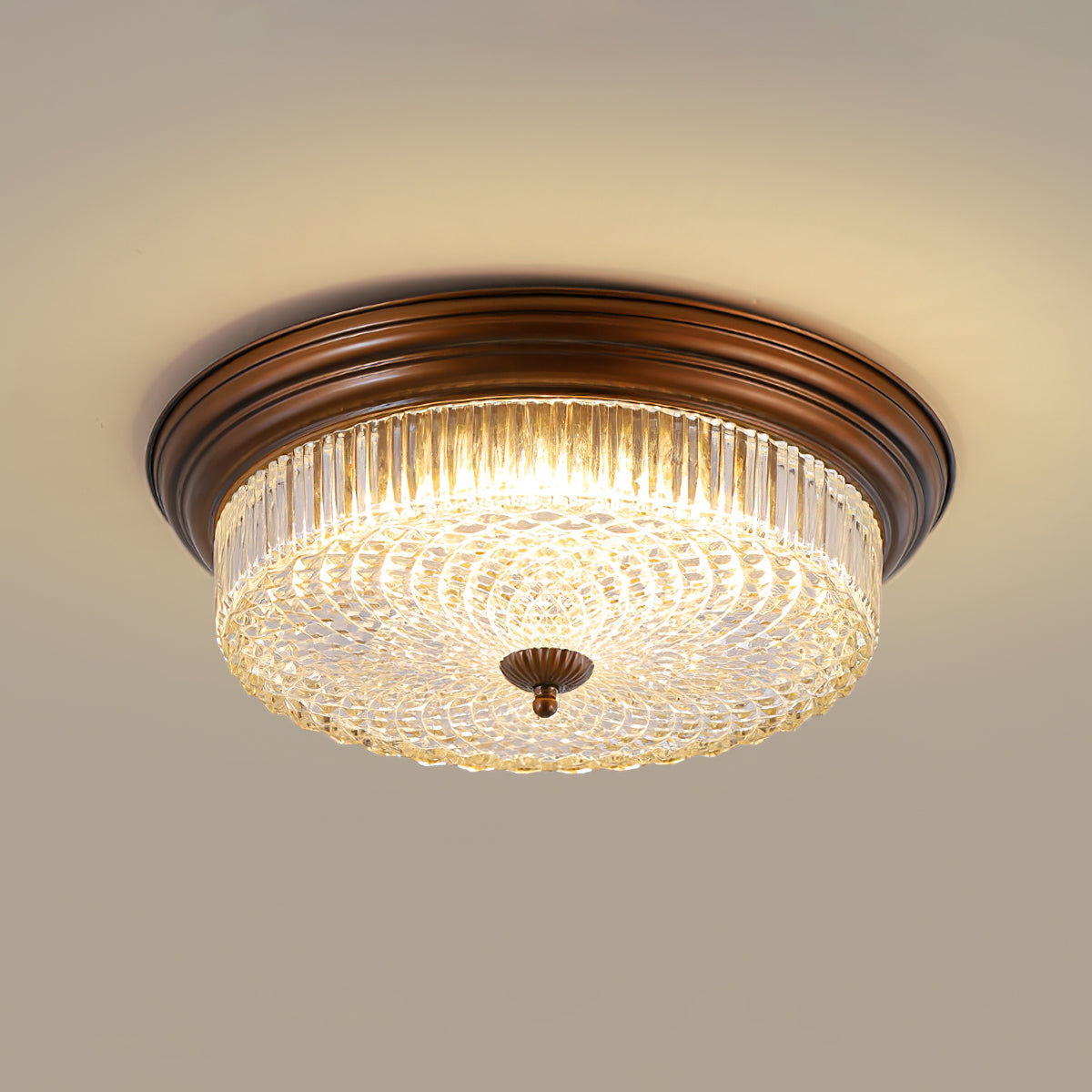 Luminária de teto Ulcarir em vidro, retro e rente ao teto
