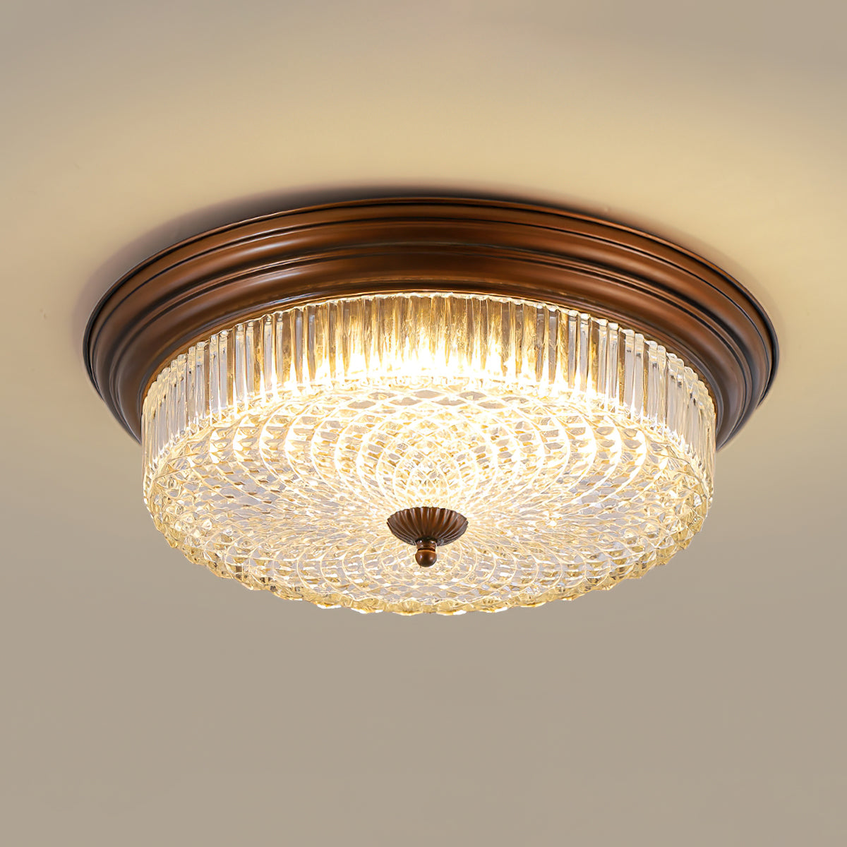 Luminária de teto Ulcarir em vidro, retro e rente ao teto