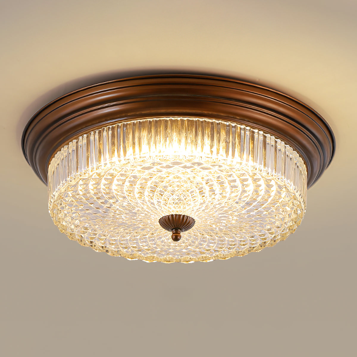 Luminária de teto Ulcarir em vidro, retro e rente ao teto