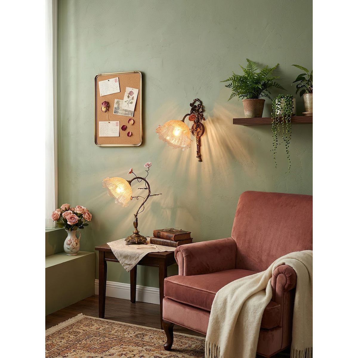 Primavera-blomstret bordlampe