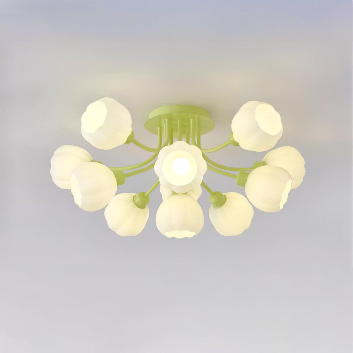 Zenorarae elegant loftslampe i matchagrønt glas