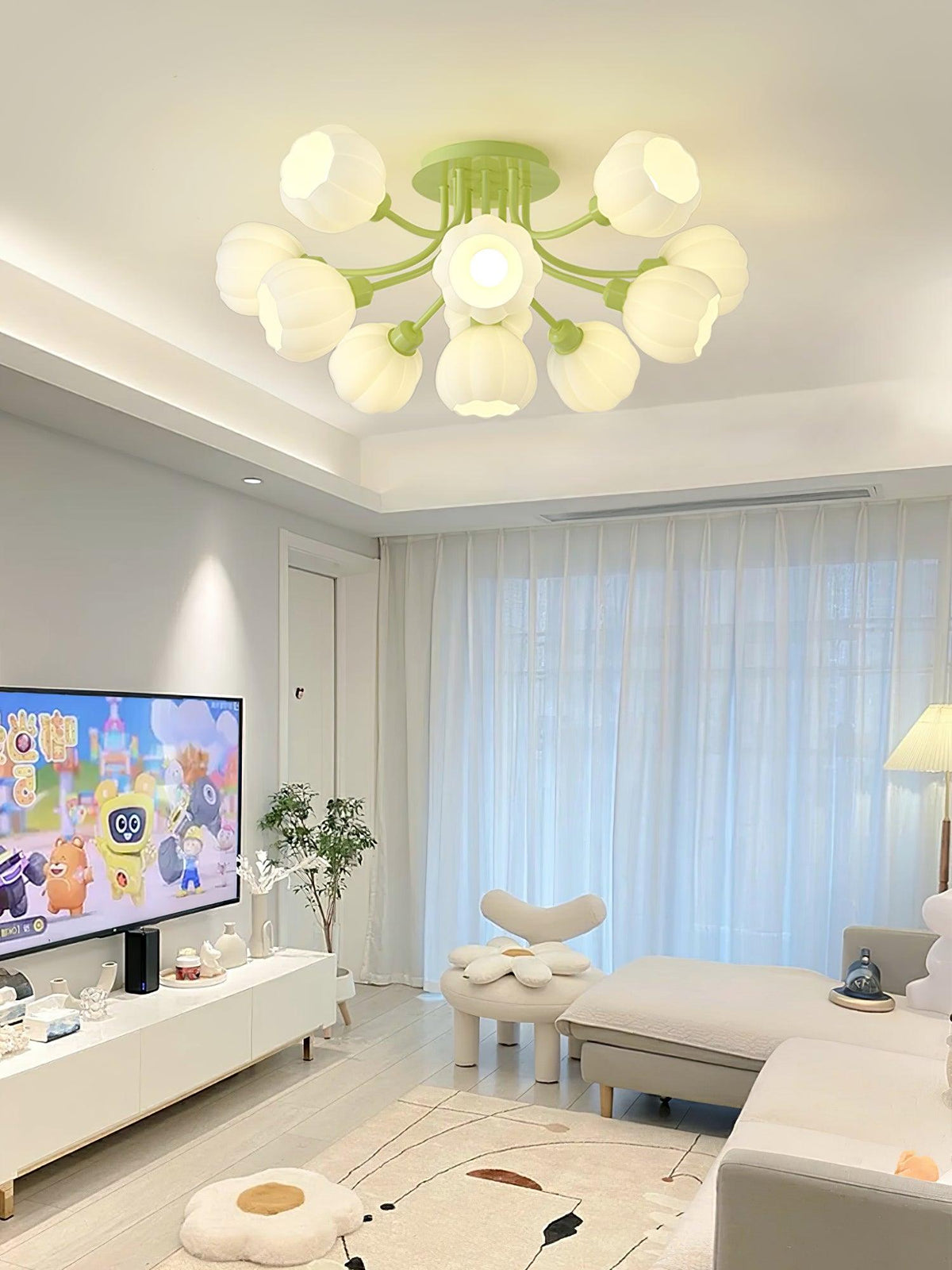 Zenorarae elegant loftslampe i matchagrønt glas