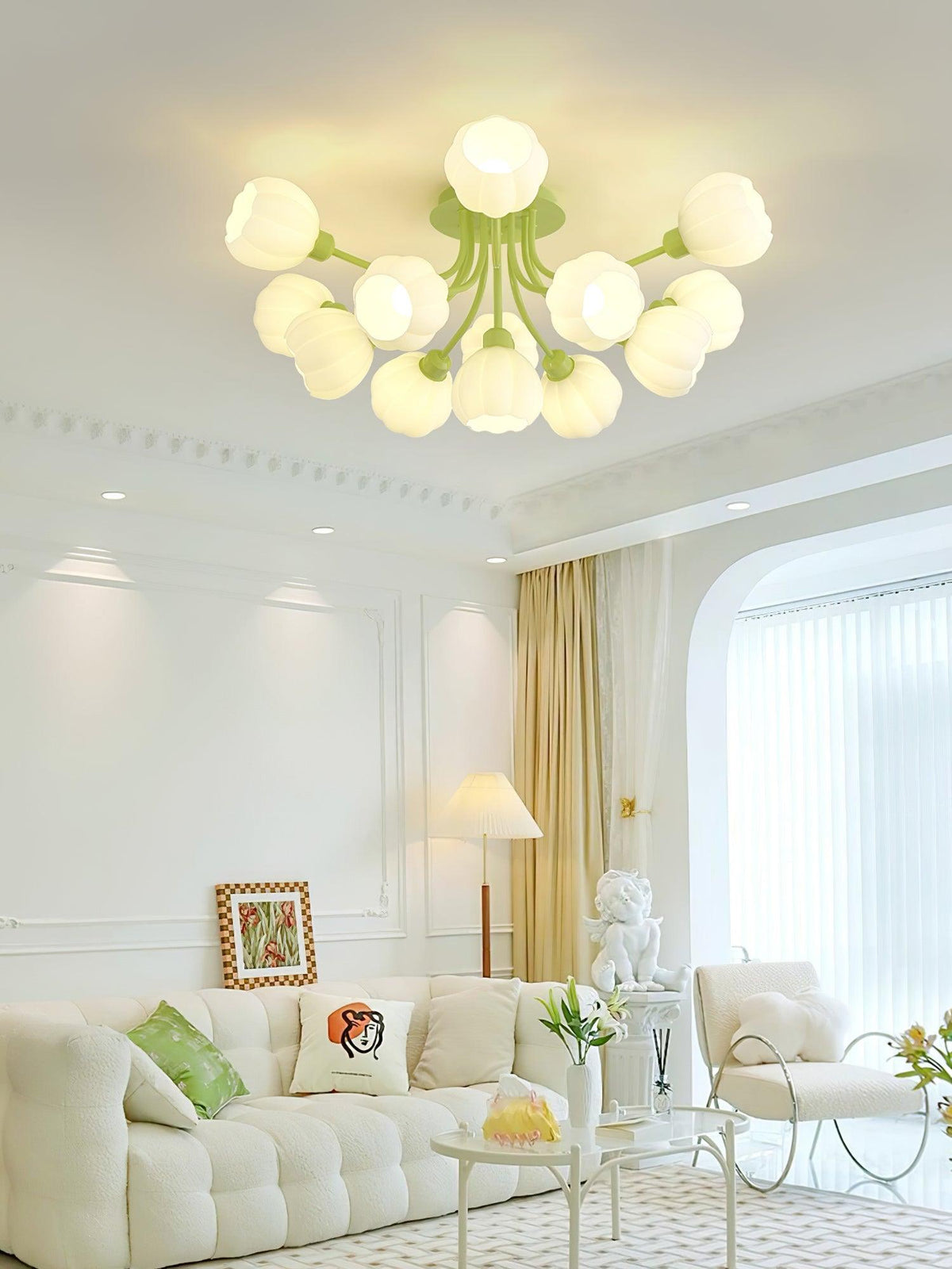 Zenorarae elegant loftslampe i matchagrønt glas