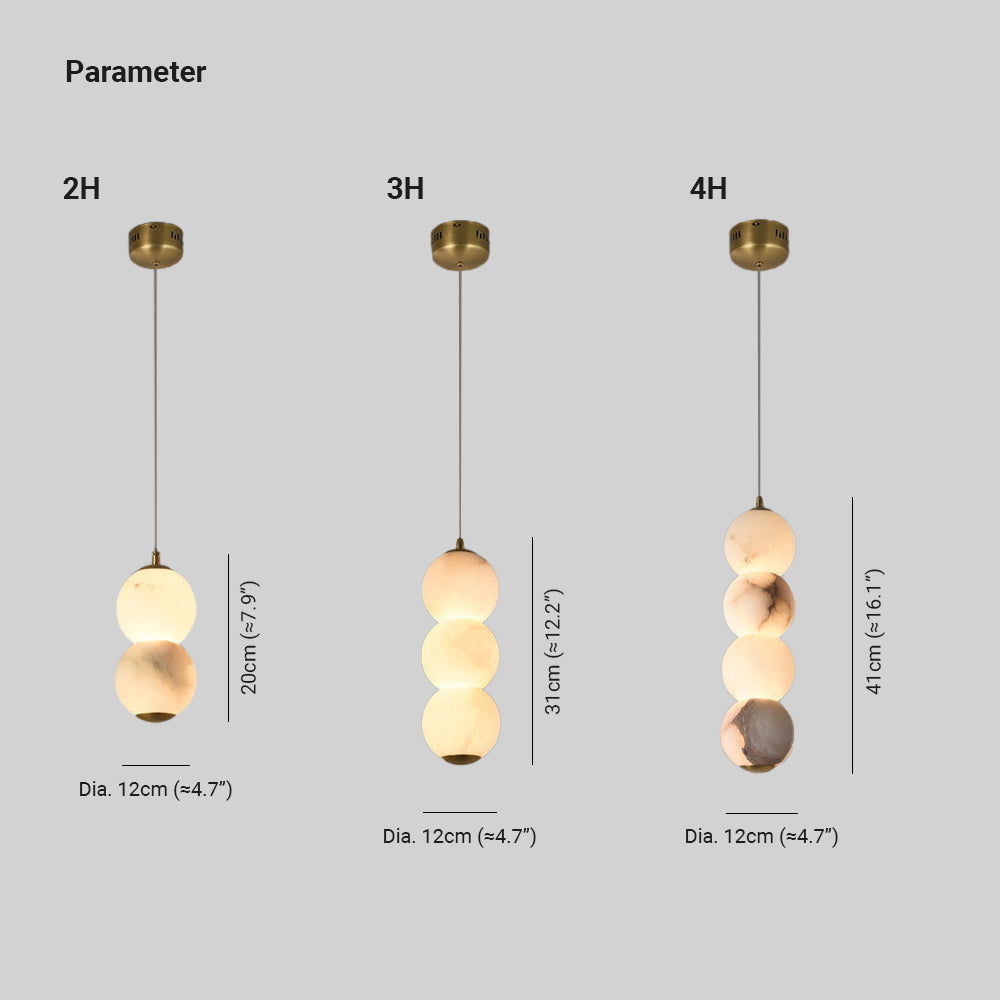 Ritta alabast-pendellampe med 2/3/4 lampehoveder