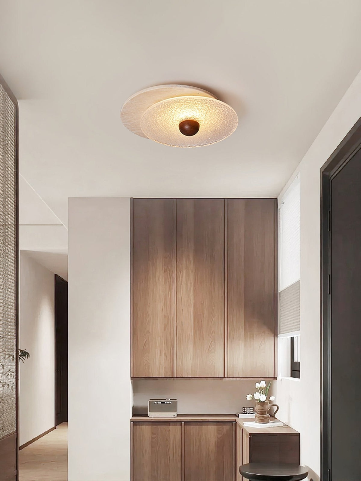 Keth cirkulær loftlampe / væglampe i travertin