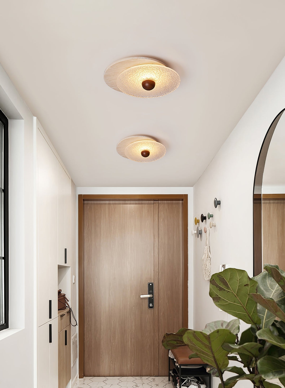 Keth cirkulær loftlampe / væglampe i travertin