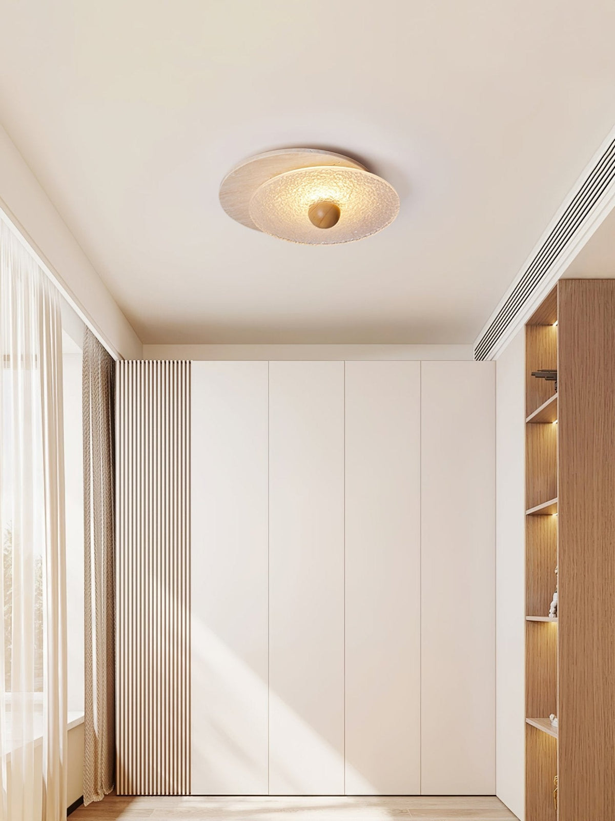 Keth cirkulær loftlampe / væglampe i travertin