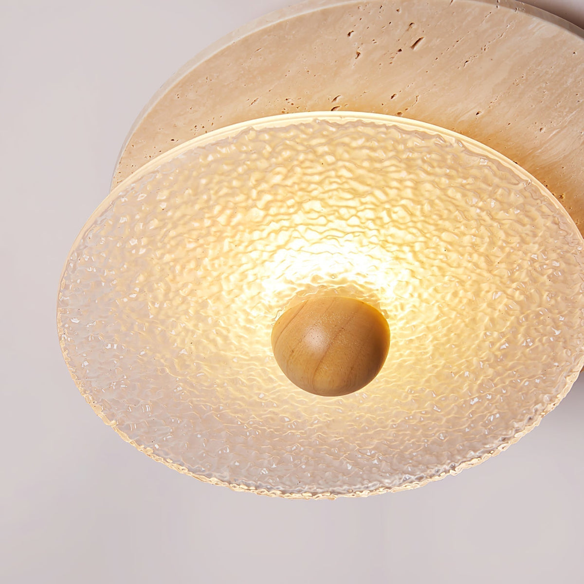 Keth cirkulær loftlampe / væglampe i travertin