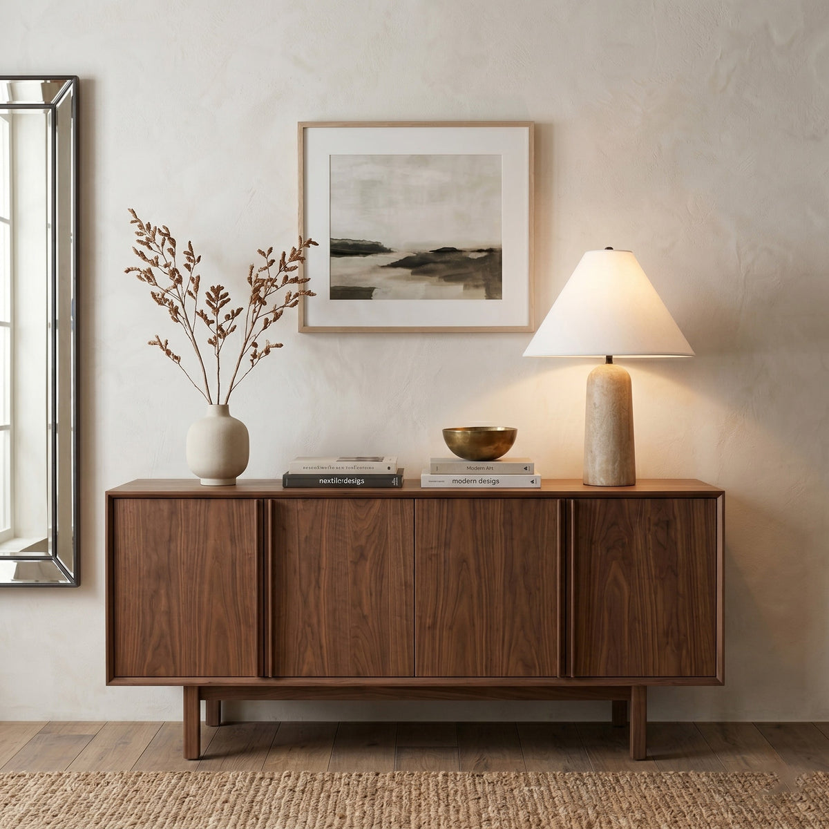 Astere-bordlampe i travertin