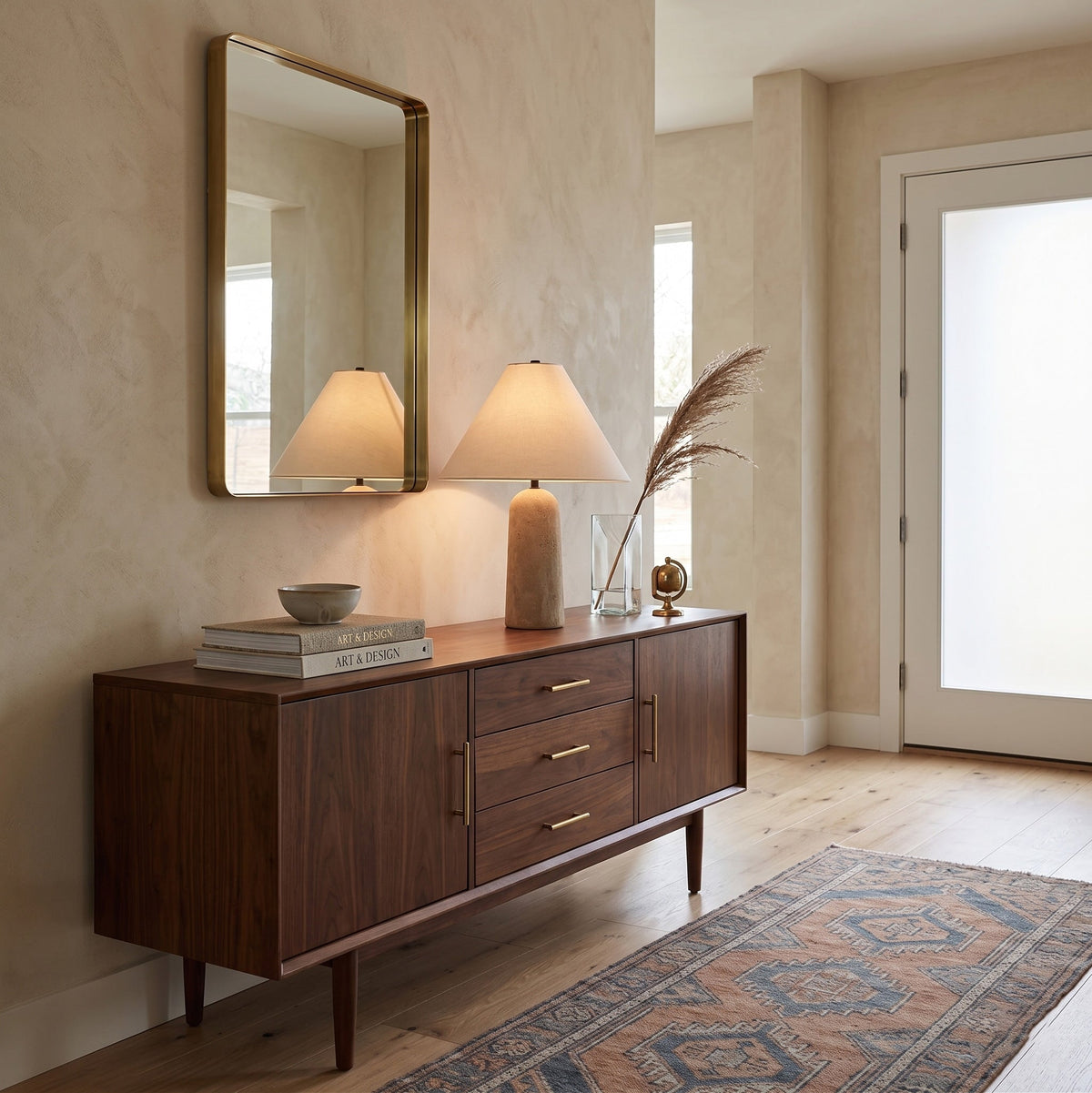 Astere-bordlampe i travertin