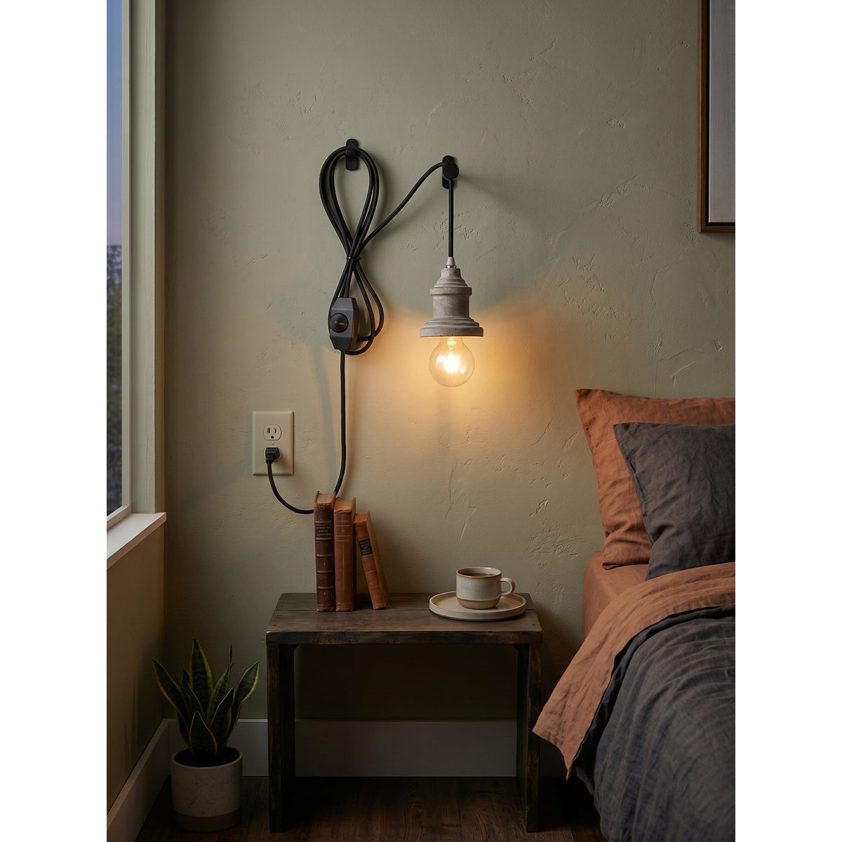 Silvares trälampa med sladd