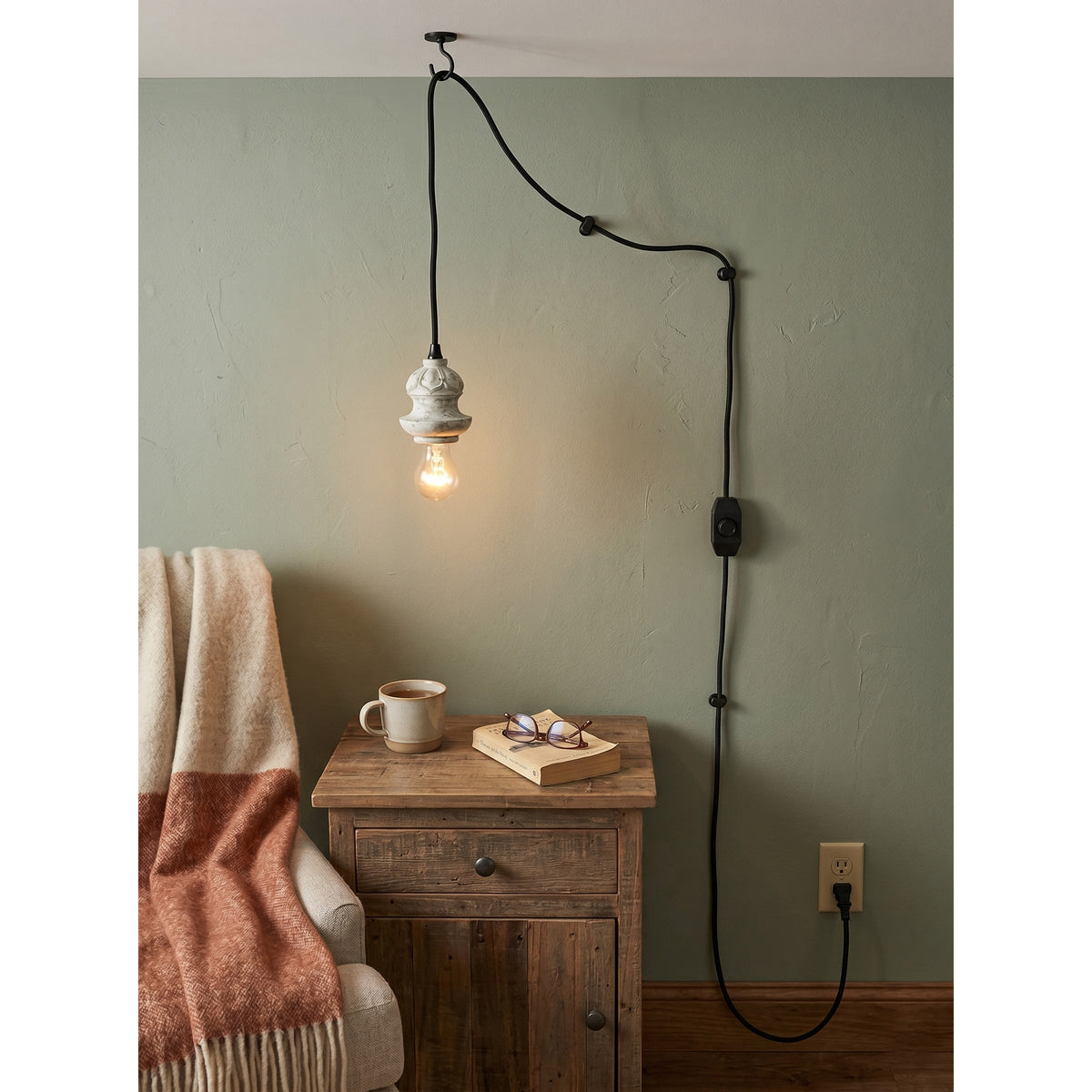 Vornel-trælampe med ledning