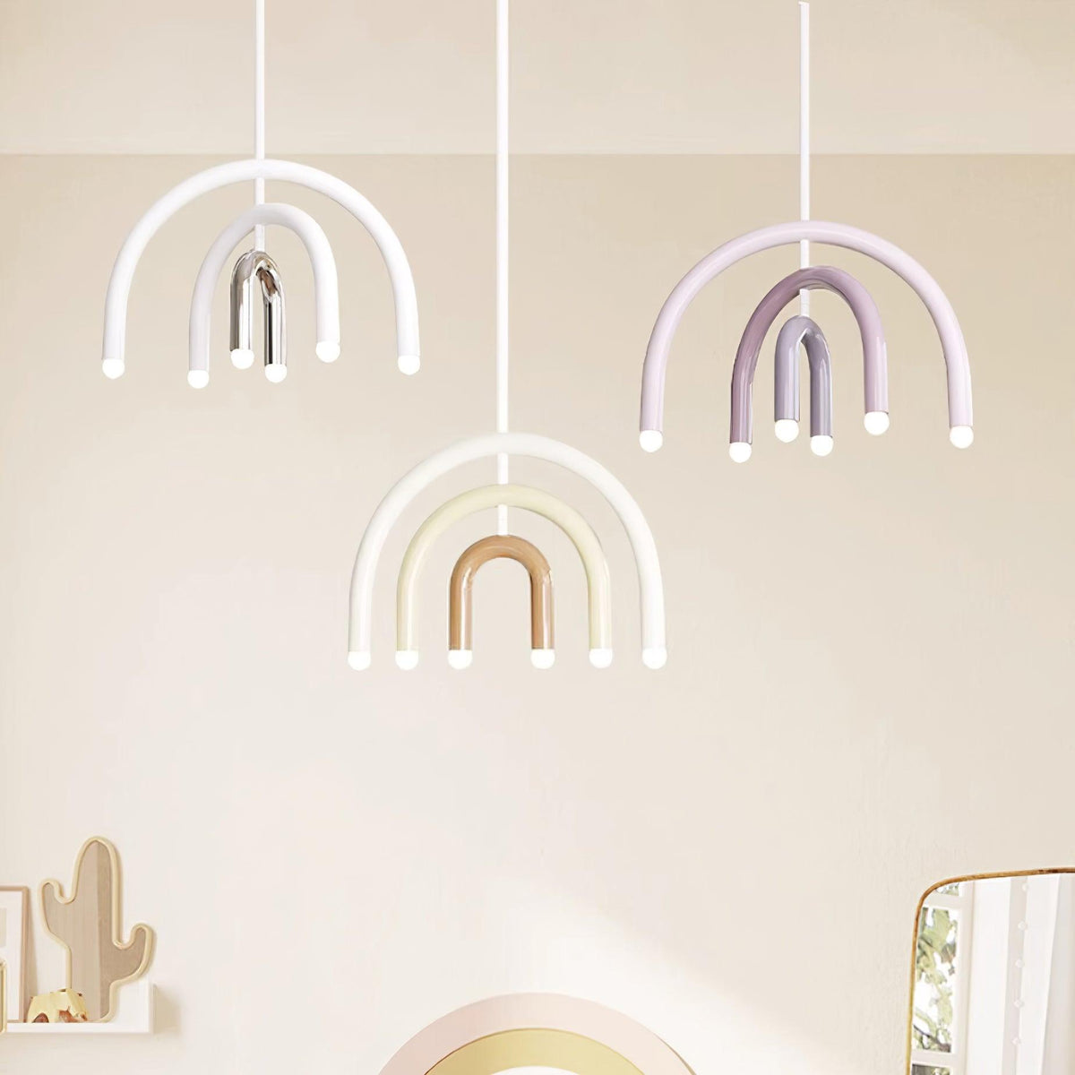 Candeeiro suspenso Rainbow moderno em metal, arqueado, para a sala de estar e de jantar
