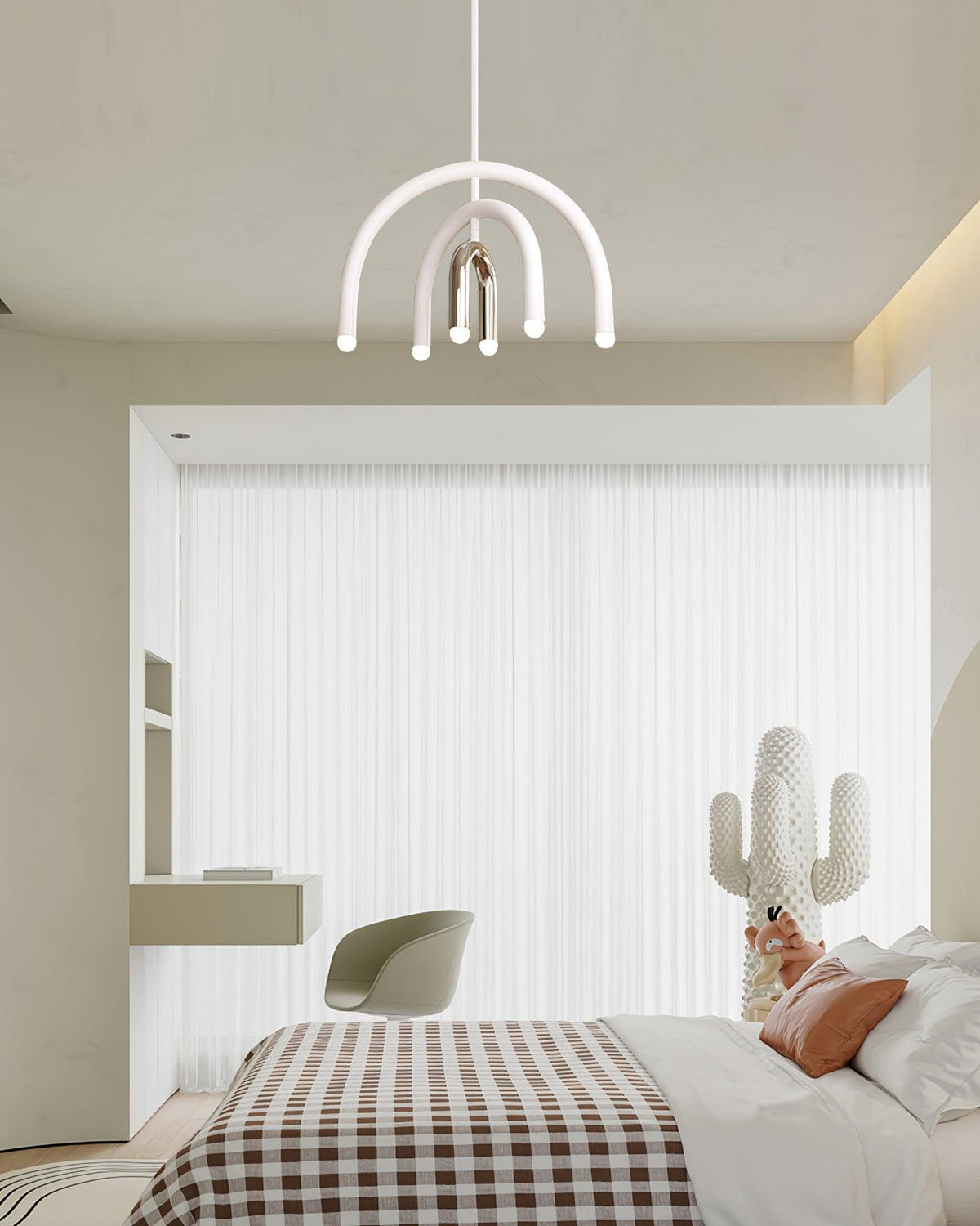 Candeeiro suspenso Rainbow moderno em metal, arqueado, para a sala de estar e de jantar