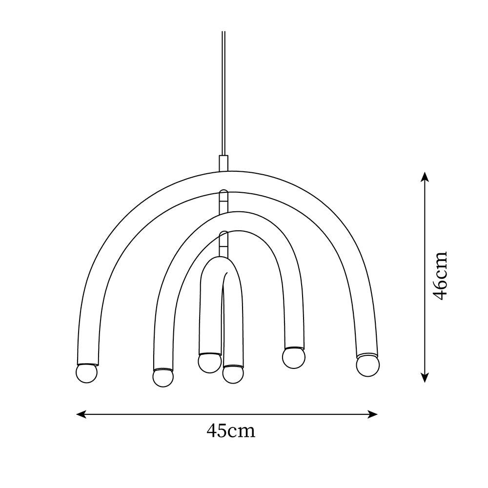 Candeeiro suspenso Rainbow moderno em metal, arqueado, para a sala de estar e de jantar