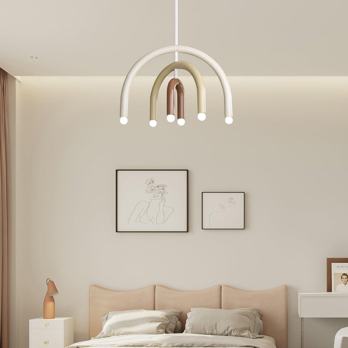 Candeeiro suspenso Rainbow moderno em metal, arqueado, para a sala de estar e de jantar