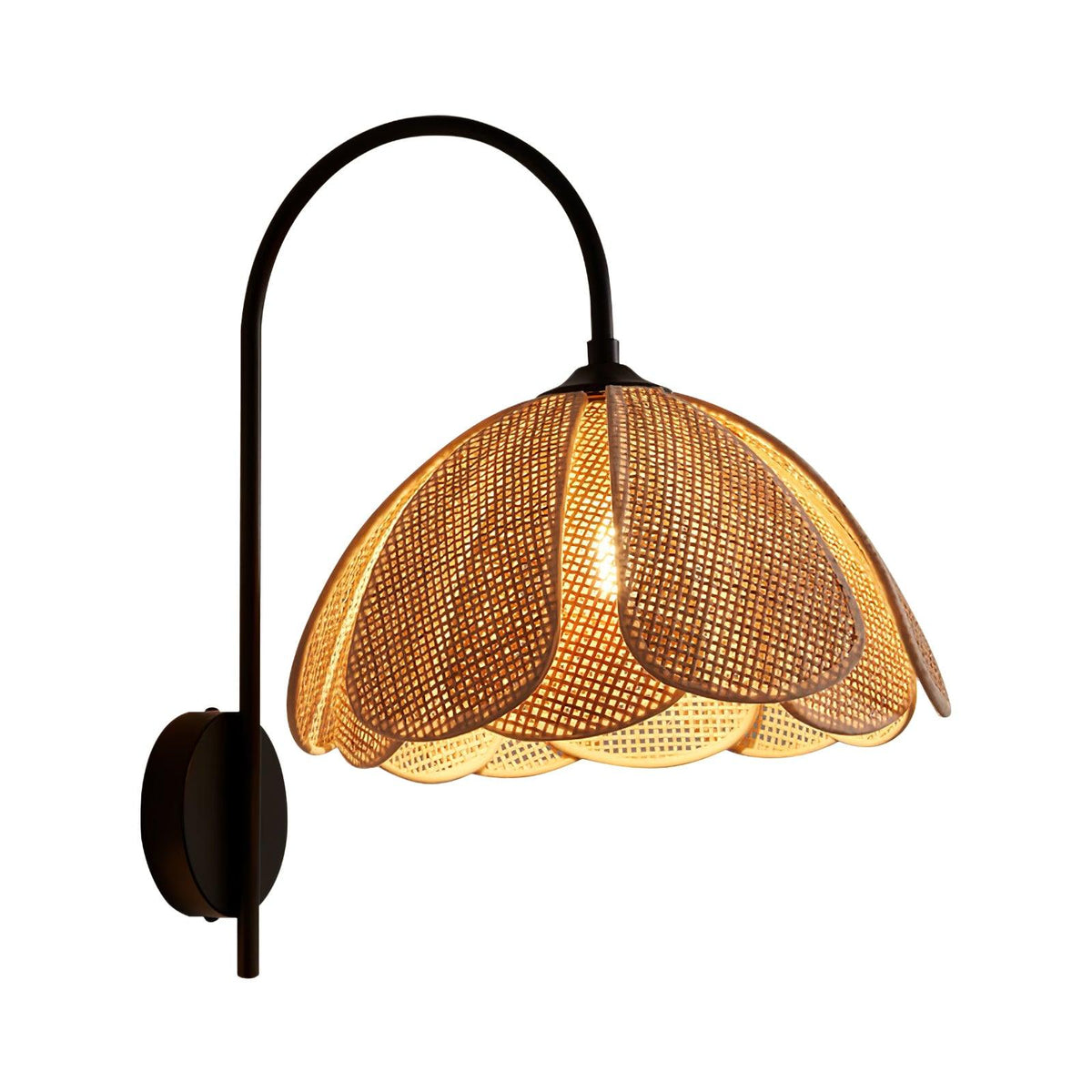 Candeeiro de parede de rattan com pétalas naturais e elegância Zevelia