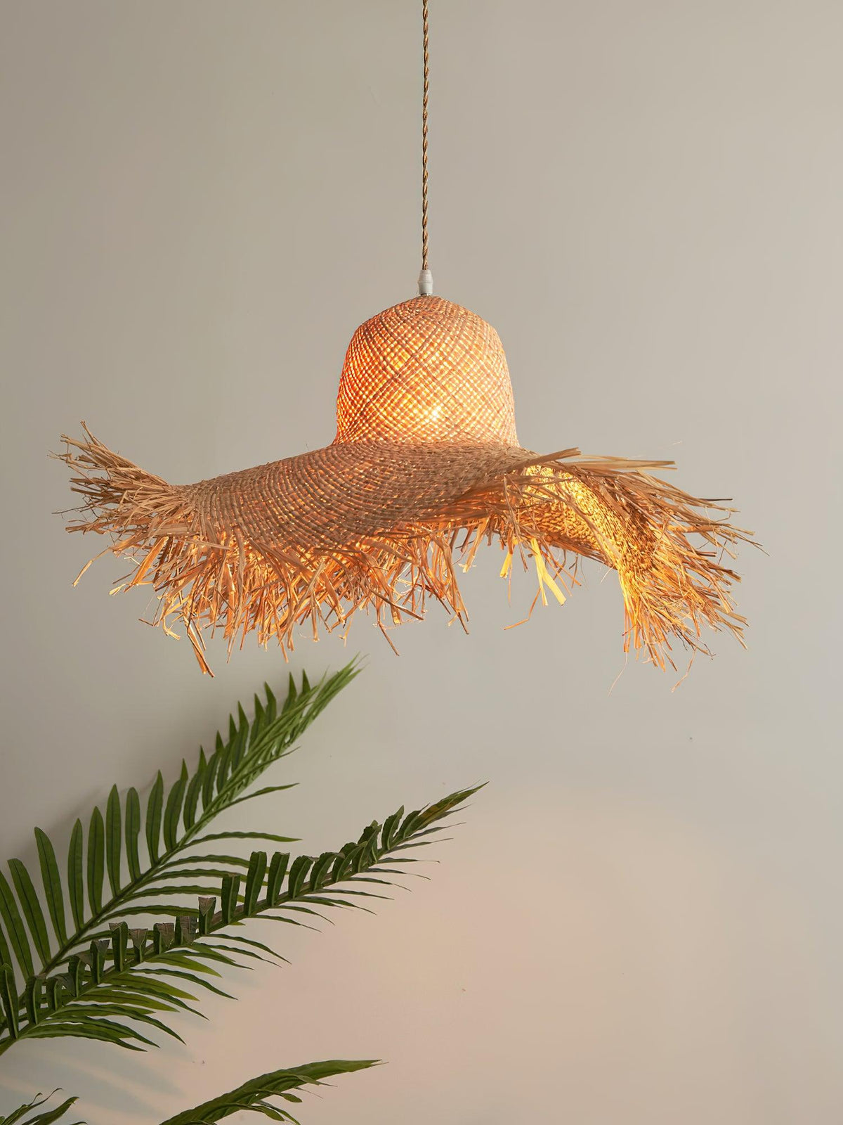 Vocan vintage pendellampe i rattan