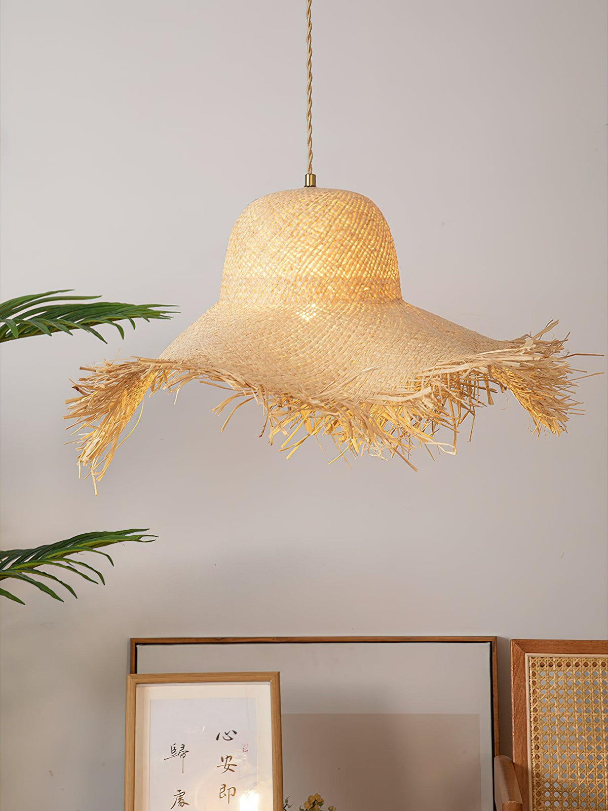 Vocan vintage pendellampe i rattan