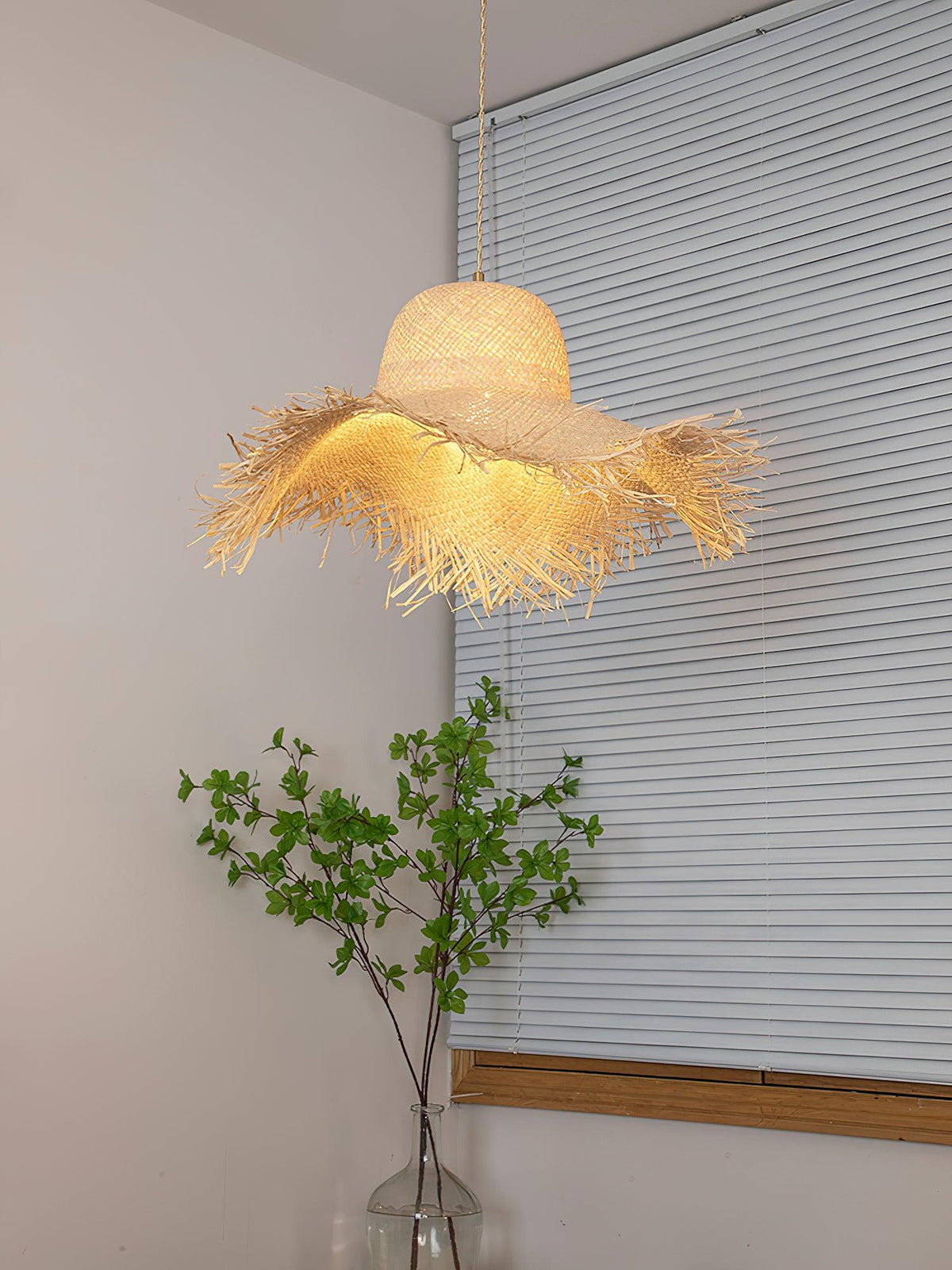 Vocan vintage pendellampe i rattan