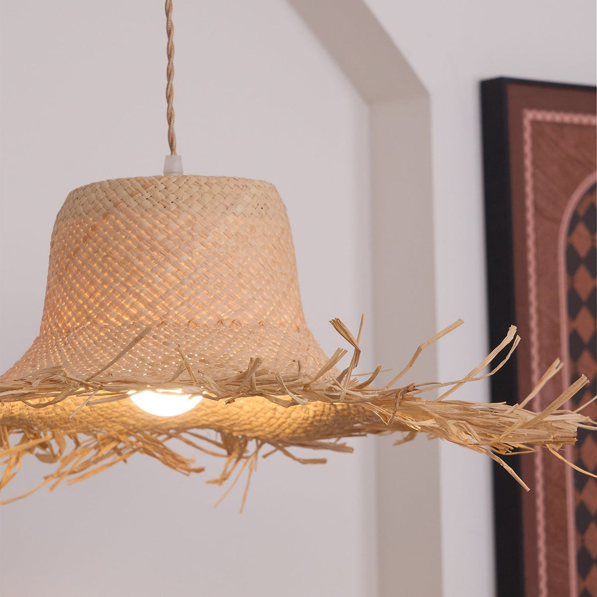 Vocan vintage pendellampe i rattan
