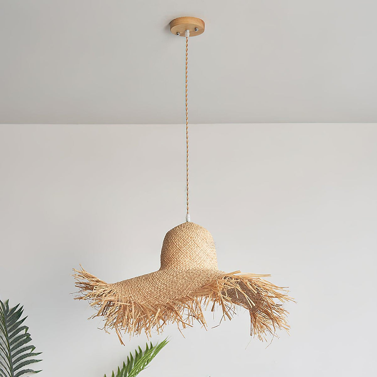 Vocan vintage pendellampe i rattan