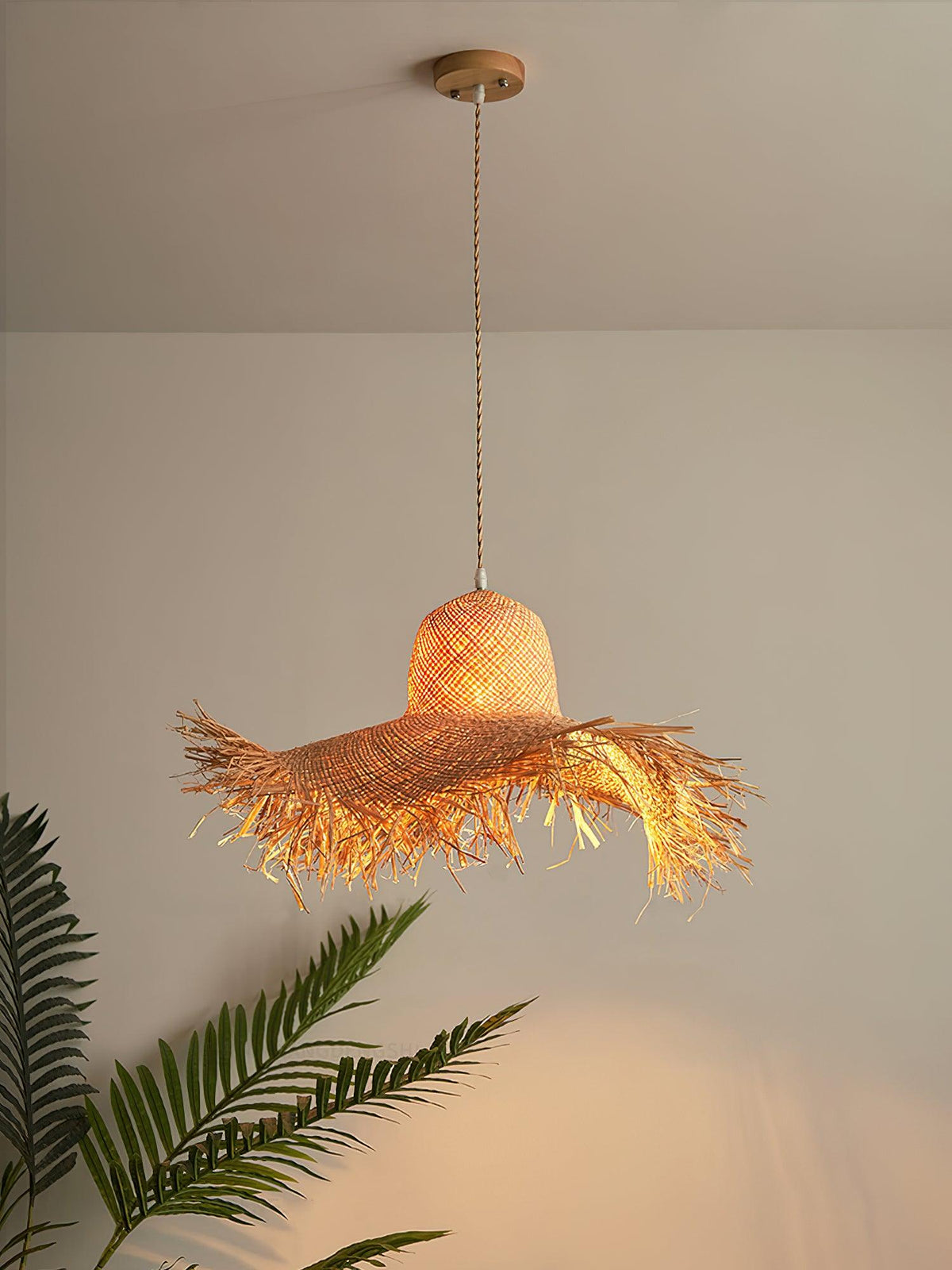 Vocan vintage pendellampe i rattan