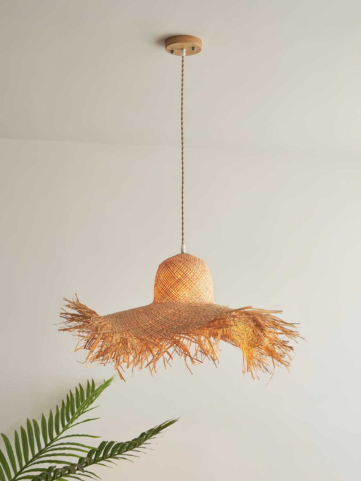 Vocan vintage pendellampe i rattan