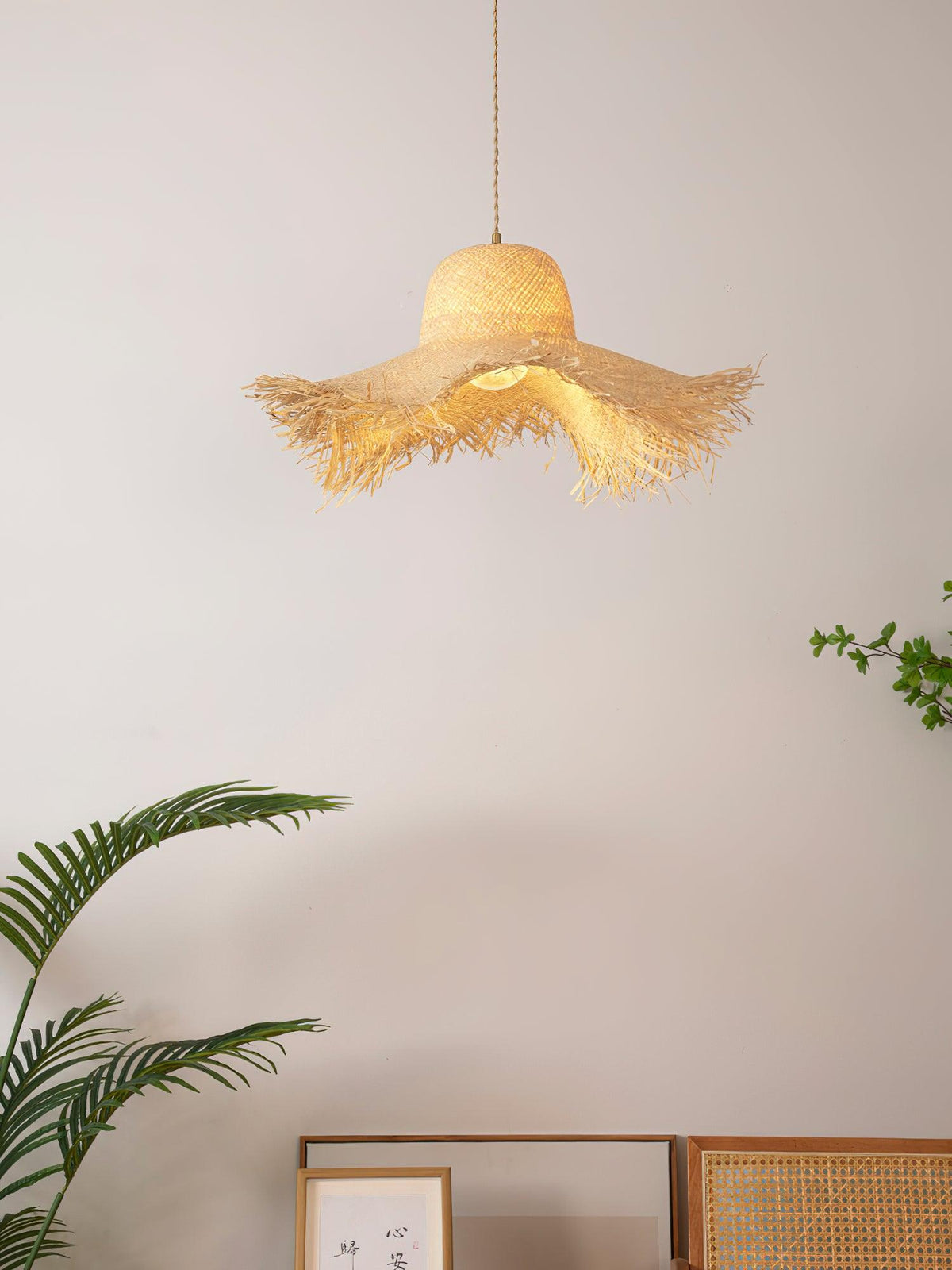 Vocan vintage pendellampe i rattan